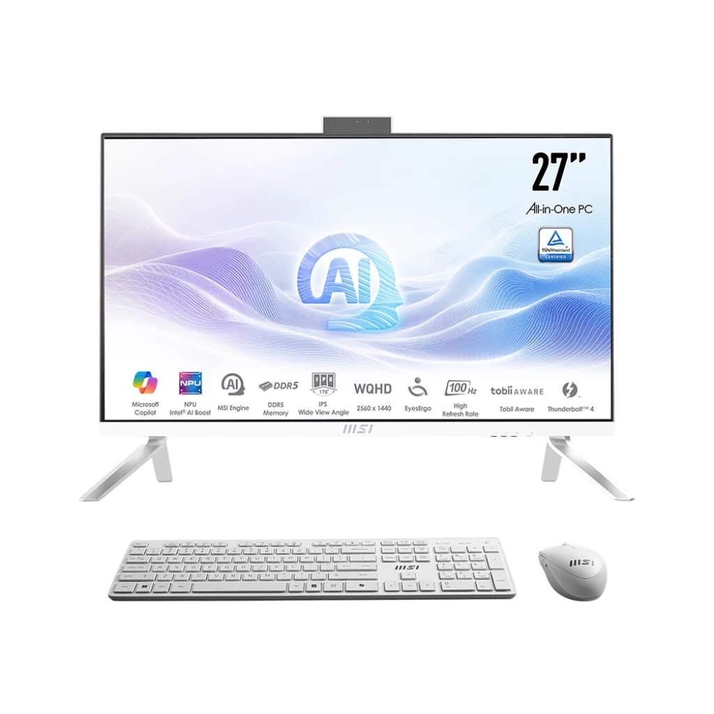 Моноблок MSI Modern AM273Q AI 1UM-092XRU 27"(2560x1440 (матовый) IPS)/Intel Core Ultra 5 125H(1.2Ghz)/16384Mb/512PCISSDGb/noDVD/Int:Intel® Graphics/Cam/BT/WiFi/war 1y/8.05kg/White/DOS + Wireless KB+M (9S6-AF0112-092)
