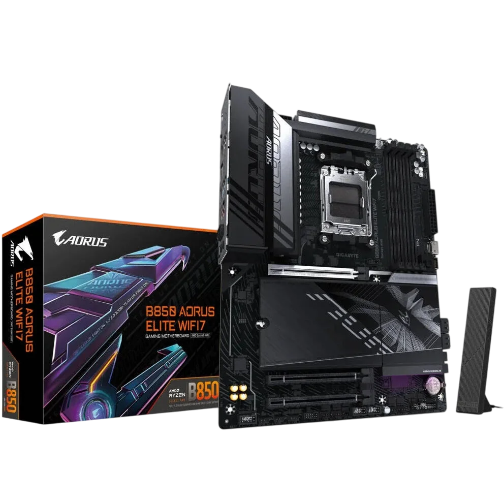 Материнская плата GIGABYTE B850 AORUS ELITE WIFI7, AM5, B850, 4*DDR5, 4*SATA, 3*M.2, 6*USB 3.2, 4*USB 2.0, Type-C, 2*PCIx16, DP+HDMI, ATX (B850 A ELITE WF7)