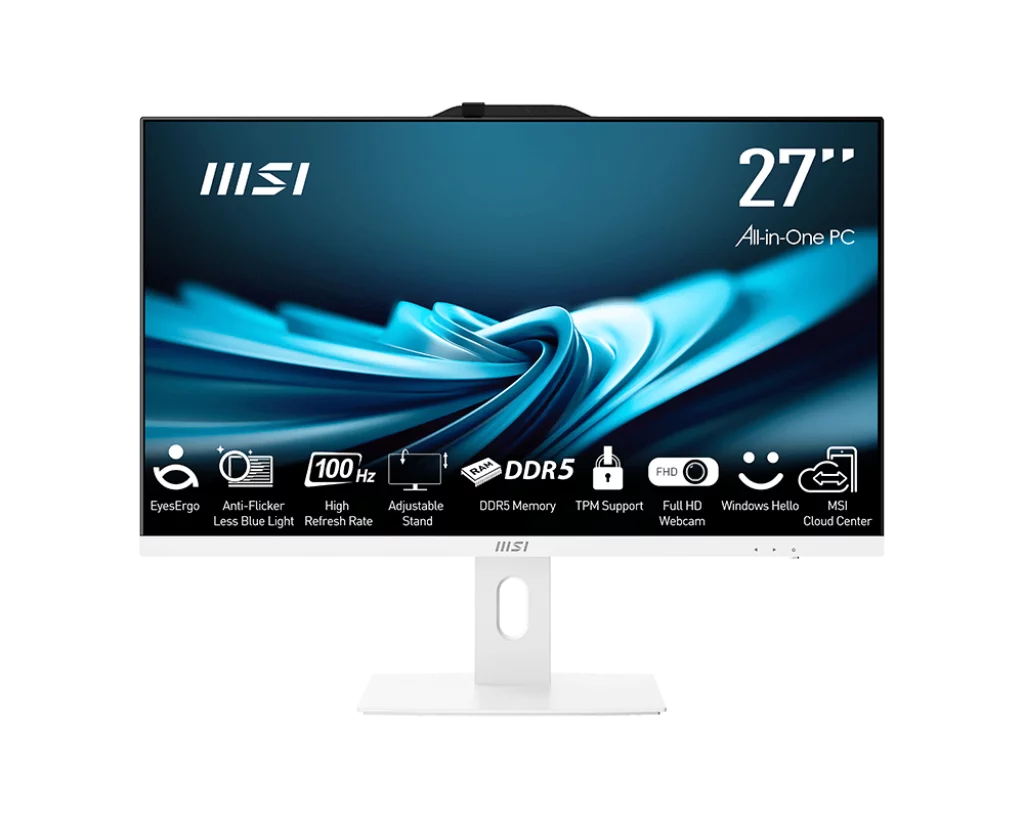 Моноблок MSI Pro AP272P 14M-614XRU 27" Full HD i7 14700 (2.1) 16Gb SSD1Tb UHDG 770 без ОС GbitEth WiFi BT 120W клавиатура мышь Cam белый 1920x1080 (9S6-AF8322-1059)