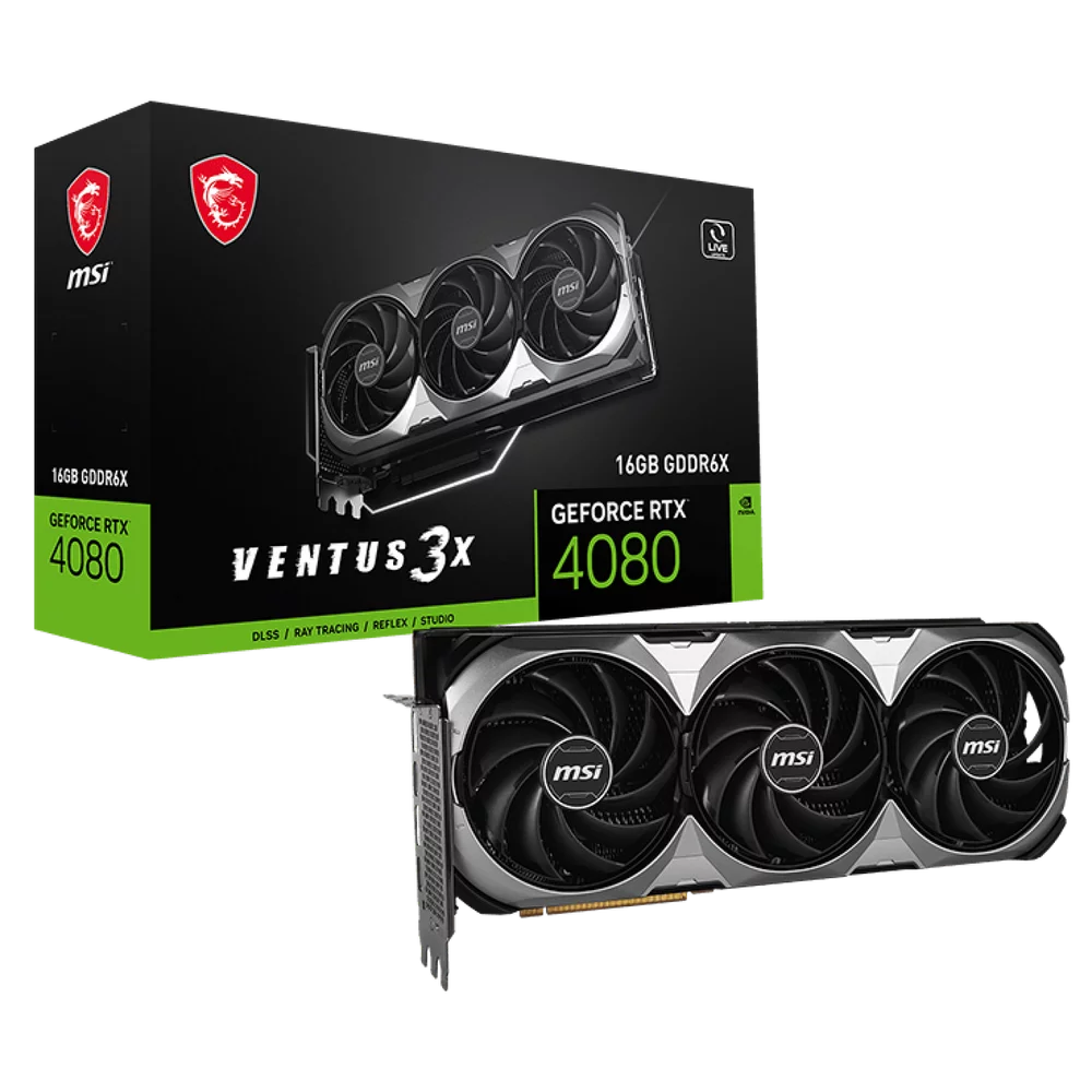 Видеокарта MSI RTX4080 VENTUS 3X E 16GB GDDR6X 256bit 2xDP 2xHDMI 3FAN RTL (RTX 4080 16GB VENTUS 3X E)