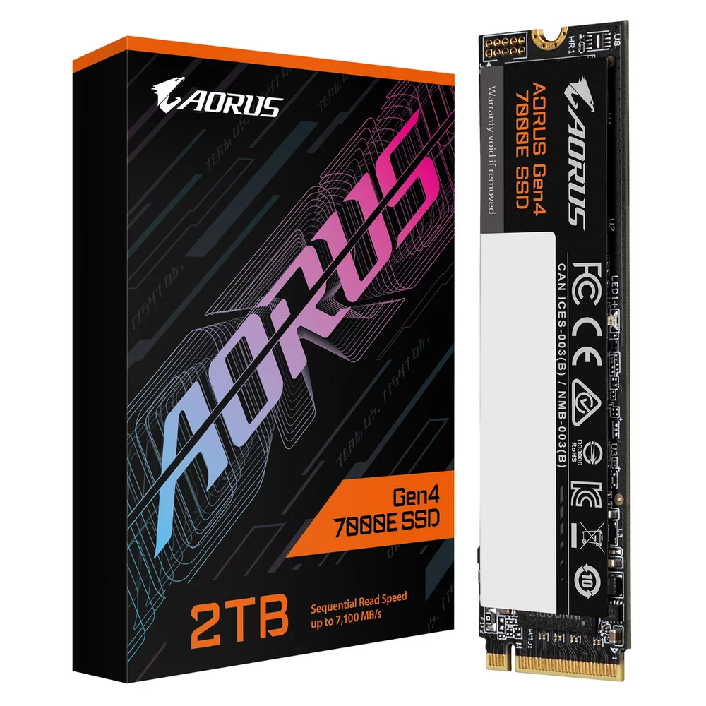 Твердотельный накопитель SSD Gigabyte M.2 2280 2TB AORUS Gen4 7000E AG470E2TB PCI-Express 4.0 x4, NVMe 1.4 7100/6100