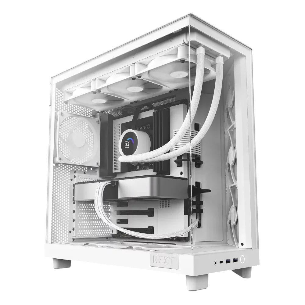 Корпус без блока питания/ Case NZXT H6 Flow, Midi-Tower, TG, 3x120mm, 2xUSB-A 3.2 + 1xUSB-C 3.2, ATX, mATX, mITX White (CC-H61FW-01)