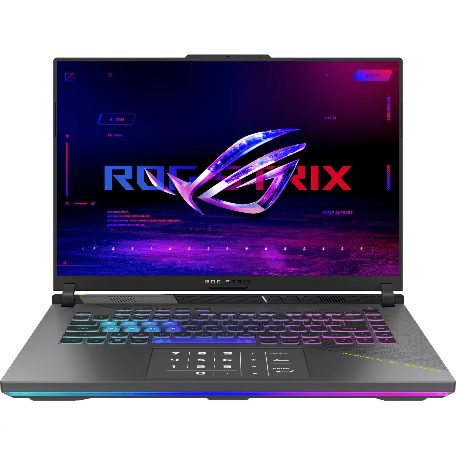 Ноутбук/ ASUS ROG Strix G16 G614PR-RV027 16"(1920x1200 (матовый, 165Hz) IPS)/AMD 8940HX(New procGhz)/16384Mb/1024PCISSDGb/noDVD/Ext:NVIDIA GeForce RTX 5070 Ti(12288Mb)/Cam/BT/WiFi/90WHr/war 1y/2.5kg/Eclipse Gray/DOS (90NR0NJ7-M001J0)