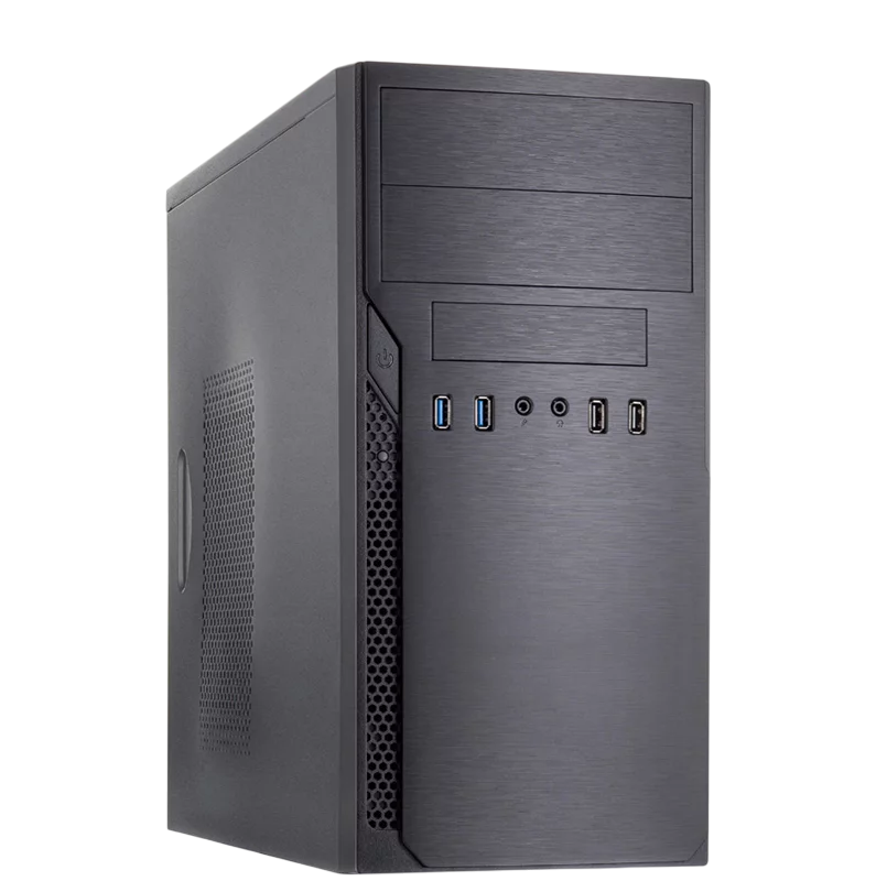 Корпус с блоком питания 450Вт./ Case Foxline FL-628-FZ450R-U32-S mATX case, black, w/PSU 450W 12cm, w/2xUSB2.0, w/2xUSB3.0 w/pwr cord, w/o FAN, E-lock support