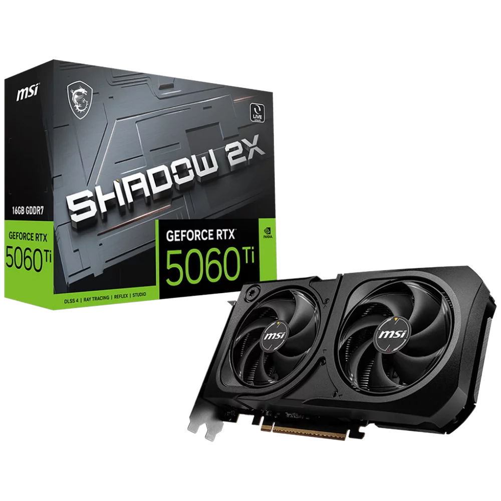 Видеокарта MSI RTX5060Ti SHADOW 2X PLUS 16GB GDDR7 128bit 3xDP HDMI 2FAN RTL (RTX 5060 TI 16G SHADOW 2X PLUS)
