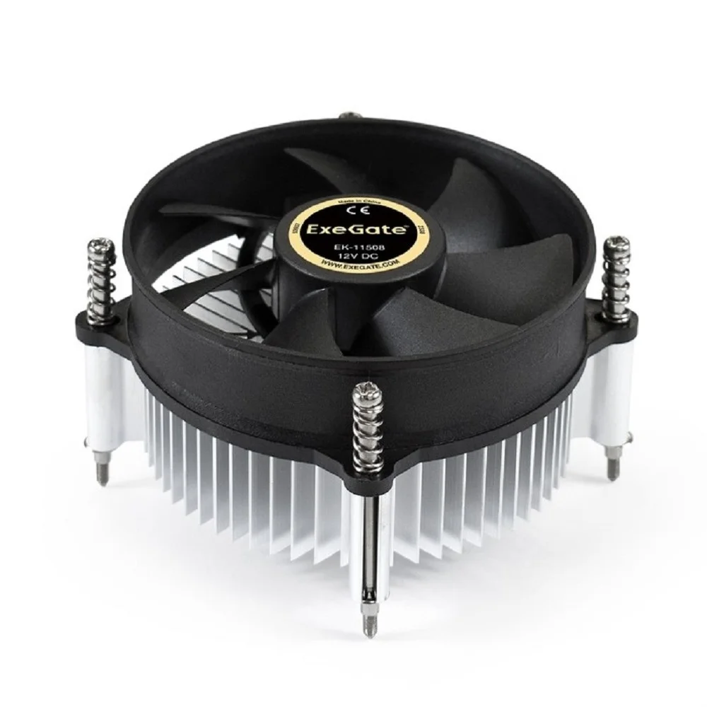 Exegate EX286138RUS Кулер ExeGate EK-11508 (Al, LGA1150/ 1151/ 1155/ 1156/ 1200, TDP 75W, Fan 90mm, 2200RPM, Hydro bearing, 3pin, 22db, 285г, с термопастой, на винтах, Retail color box)