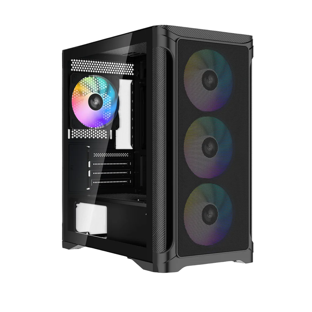 Корпус Компьютер без блока питания/ Case SAMA S31 Black, Midi-Tower, TG, 4x120mm ARGB, 2xUSB 3.0 + 1xUSB 3.2 Type-C, mATX, mITX Black (S31-BKMMA4X1-GL)