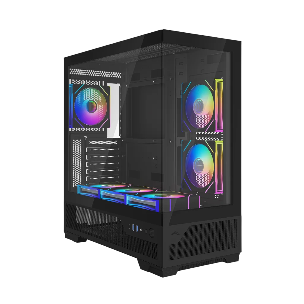 Корпус Компьютер без блока питания/ Case SAMA V43 Black, Midi-Tower, TG, 6x120mm ARGB, 2xUSB 3.0 + 1xUSB 3.2 Type-C, ATX, mATX, mITX Black (V43-BKADA6X1-GL)