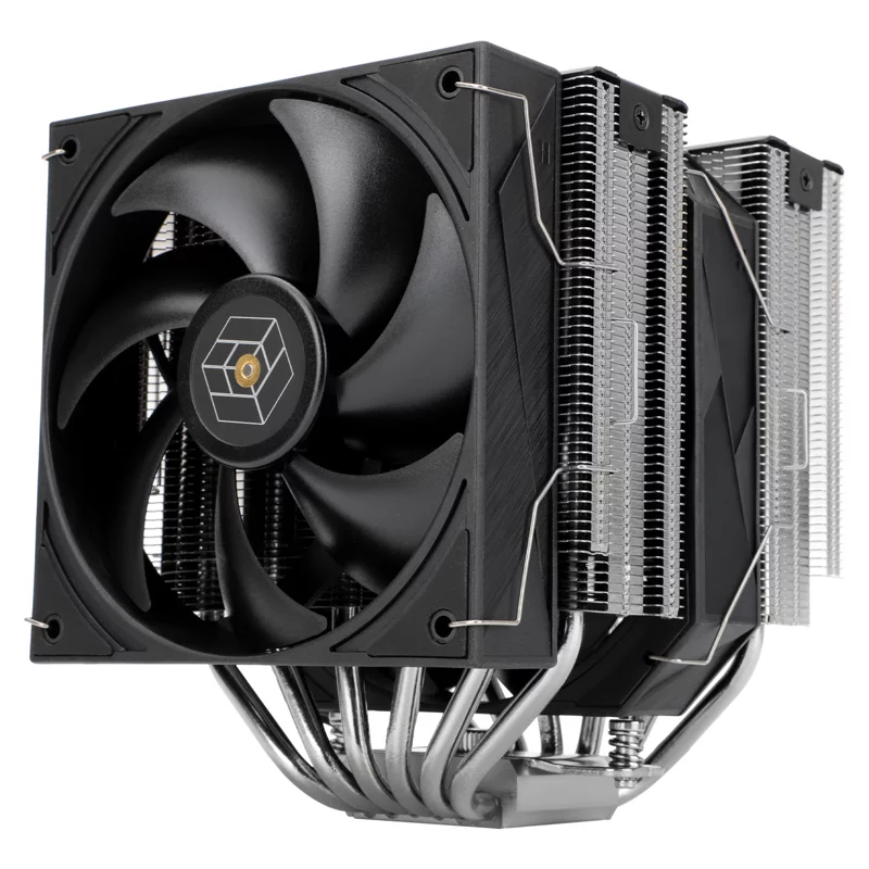 Кулер для процессора/ Thermalright Royal Pretor 130 (4-pin PWM, 158mm, Ni/Cu, 6x6mm, 1x120+1x130mm, 80.45CFM/81.88CFM, 29.4dBA/28.3dBA, 2150PM/1750RPM, S: 1200, 1700, 1851, 2011, 2066, 115X, AM4, AM5, silver, black) (RP130)