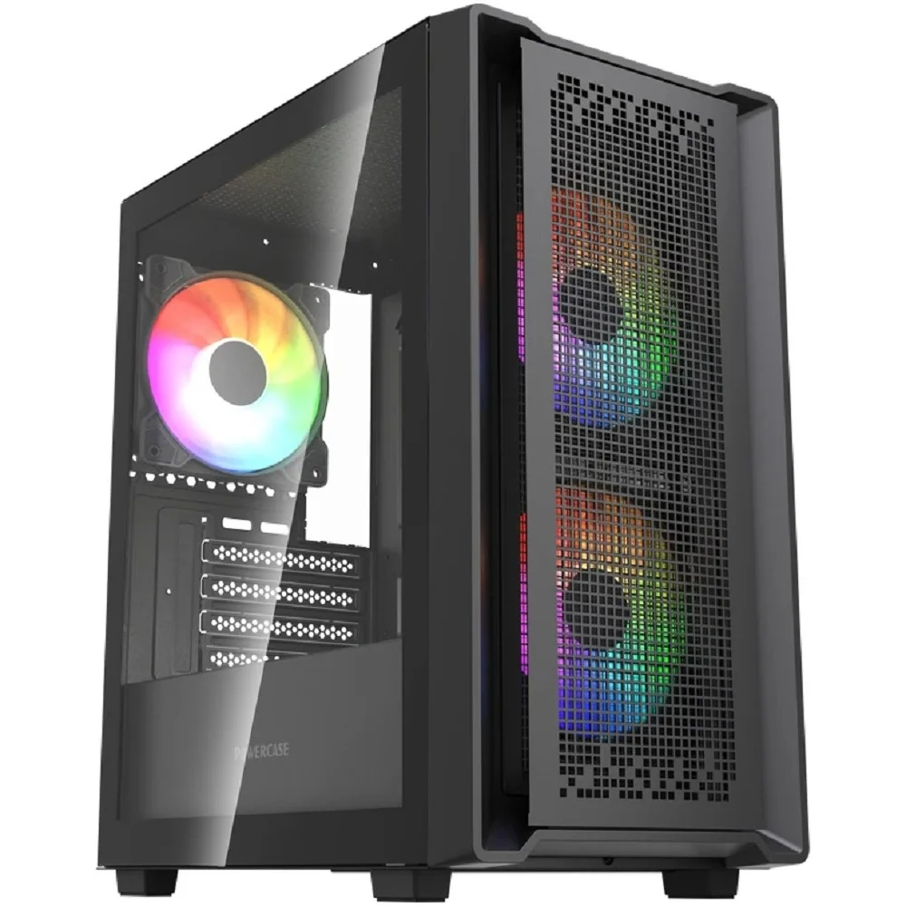 Powercase Корпус Mistral SM04 ARGB, Tempered Glass, Front Nylon Filter, 3x120mm ARGB PWM fans, чёрный, mATX (CMMSM04B-A3)