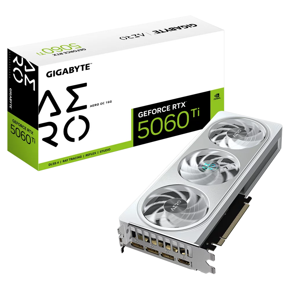 Видеокарта Gigabyte RTX5060Ti AERO OC 16GB GDDR7 128bit 3xDP HDMI 3FAN RTL (GV-N506TAERO OC-16GD)