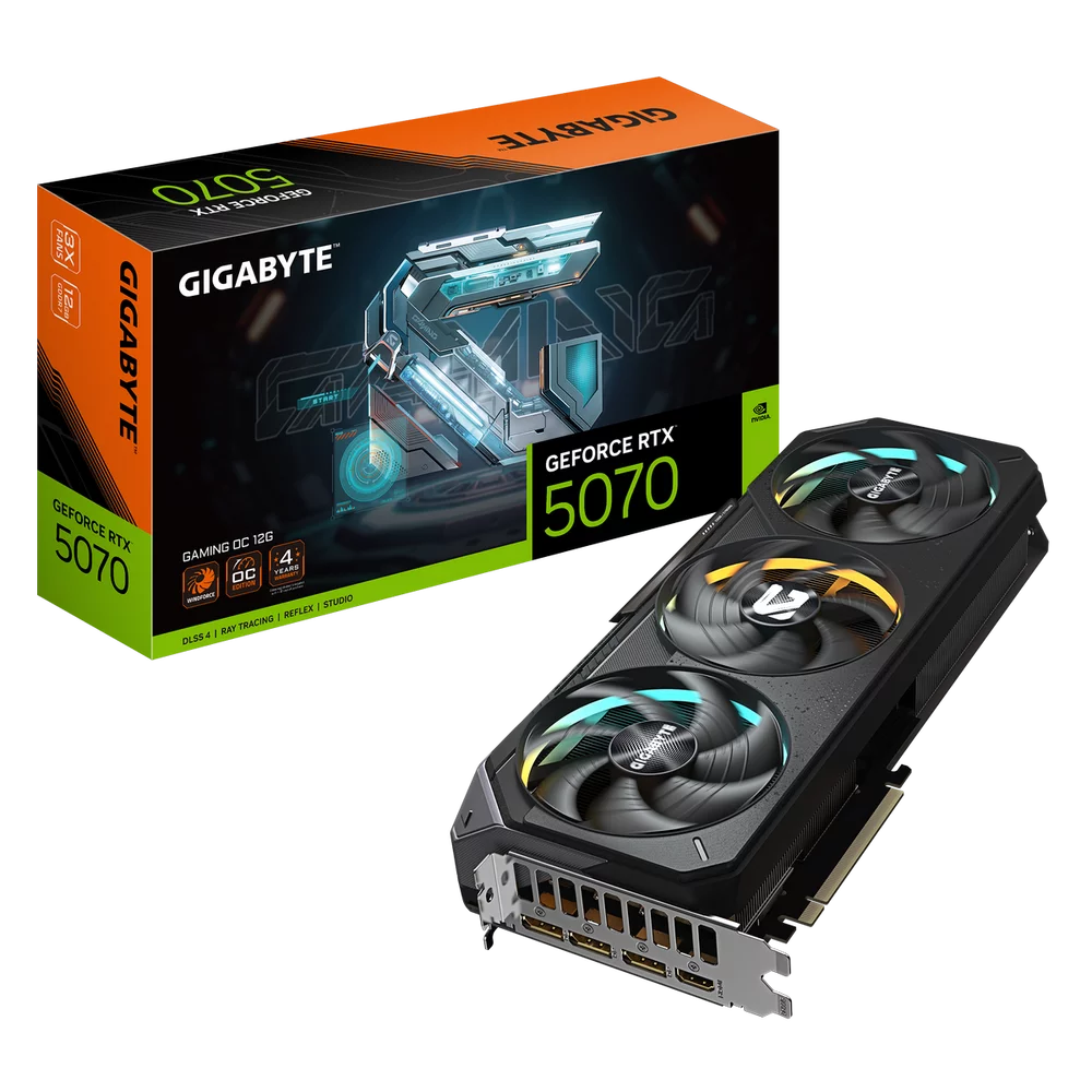 Видеокарта Gigabyte RTX5070 GAMING OC 12GB GDDR7 192bit 3xDP HDMI 3FAN RTL (GV-N5070GAMING OC-12GD)