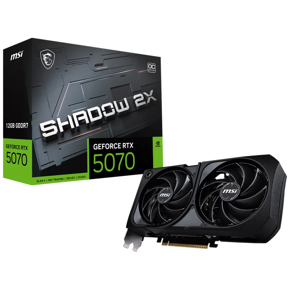 Видеокарта MSI RTX5070 SHADOW 2X OC 12GB GDDR7 192bit 3xDP HDMI 2FAN RTL (RTX 5070 12G SHADOW 2X OC)