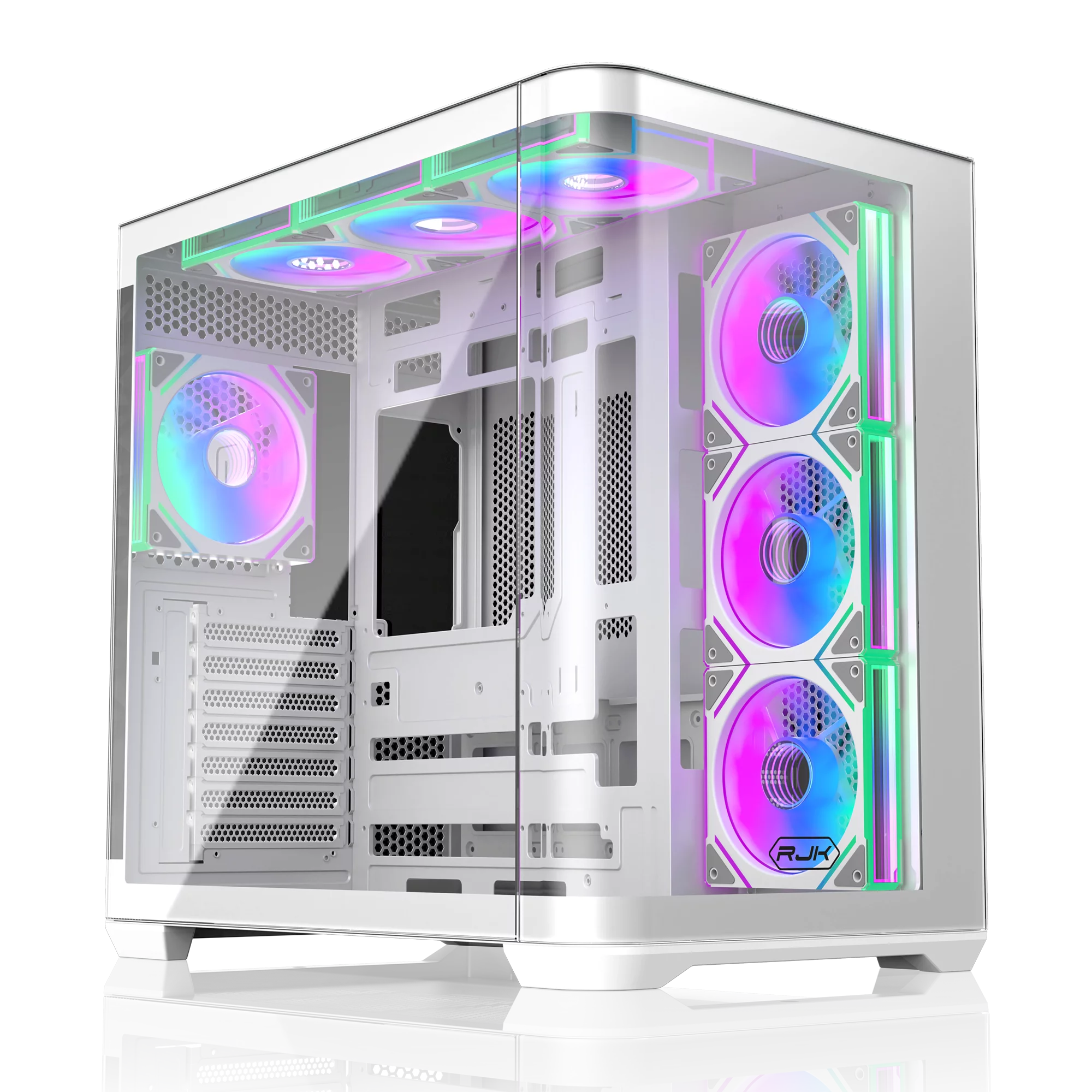 Корпус без блока питания/ Case Raijintek ATREUS BT7, Midi-Tower, TG, 7x120mm ARGB, 2xUSB-A 3.0 + 1xUSB Type-C , E-ATX, ATX, mATX, mITX White (0R20B00256)