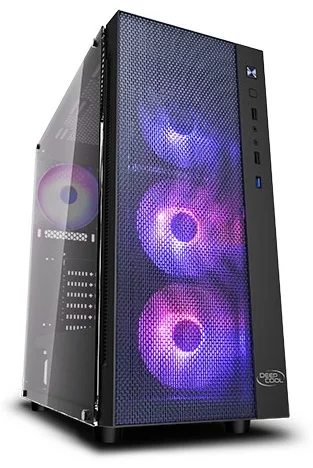 корпус Deepcool MATREXX 55 MESH ADD-RGB 4F без БП, боковое окно (закаленное стекло), 3xARGB 120мм вентилятора спереди, 1xARGB 120мм вентилятор сзади, черный, ATX
