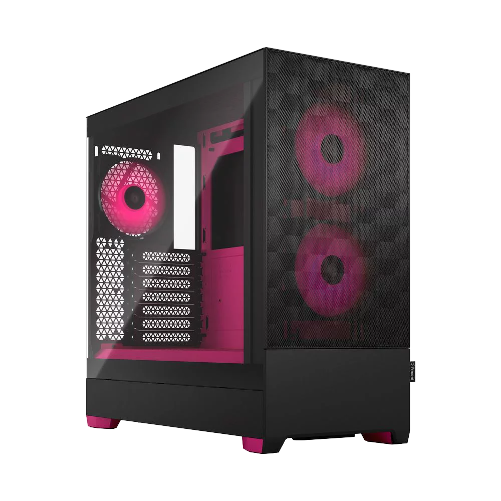 Корпус ПК без блока питания/ Case Fractal Design Pop Air RGB Magenta Core TG Clear Tint, Midi-Tower, 3x120mm RGB, 2xUSB-A 3.2 ATX, mATX, mITX Black/Magenta (FD-C-POR1A-03)