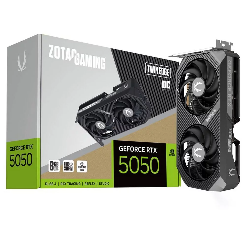 Видеокарта Zotac PCI-E 4.0 RTX 5050 TWIN EDGE OC NVIDIA GeForce RTX 5050 8Gb 128bit GDDR6 2602/ 17000 HDMIx1 DPx3 HDCP Ret (ZT-B50500H-10M)
