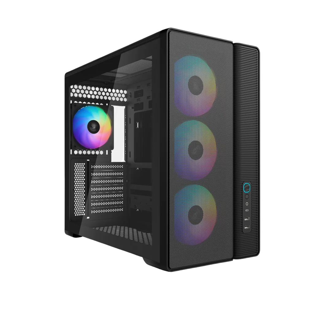 Корпус Компьютер без блока питания/ Case SAMA S50 Black, Midi-Tower, TG, 4x120mm ARGB, 2xUSB 3.0 + 1xUSB 3.2 Type-C, ATX, mATX, mITX Black (S50-BKAGA4X1-GL)
