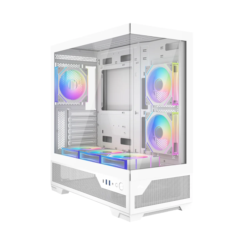 Корпус Компьютер без блока питания/ Case SAMA V43 White, Midi-Tower, TG, 6x120mm ARGB, 2xUSB 3.0 + 1xUSB 3.2 Type-C, ATX, mATX, mITX White (V43-WHADA6X1-GL)