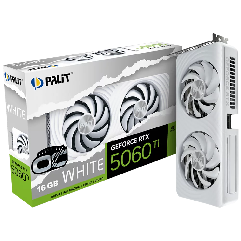 Видеокарта Palit Bad Pack RTX5060Ti WHITE OC 16GB GDDR7 128bit 3xDP HDMI 2FAN RTL bp (NE7506TU19T1-GB2061M||BP)