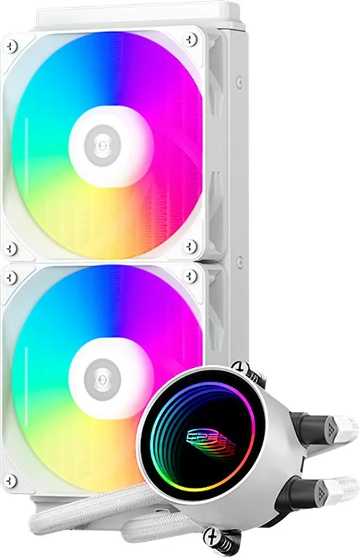 Система водяного охлаждения PcCooler DA240 WH ARGB Soc-AM5/ AM4/ 1200/ 1700/ 1851 белый 4-pin Al+Cu 270W Ret (DA240-WHAWXX-GL)