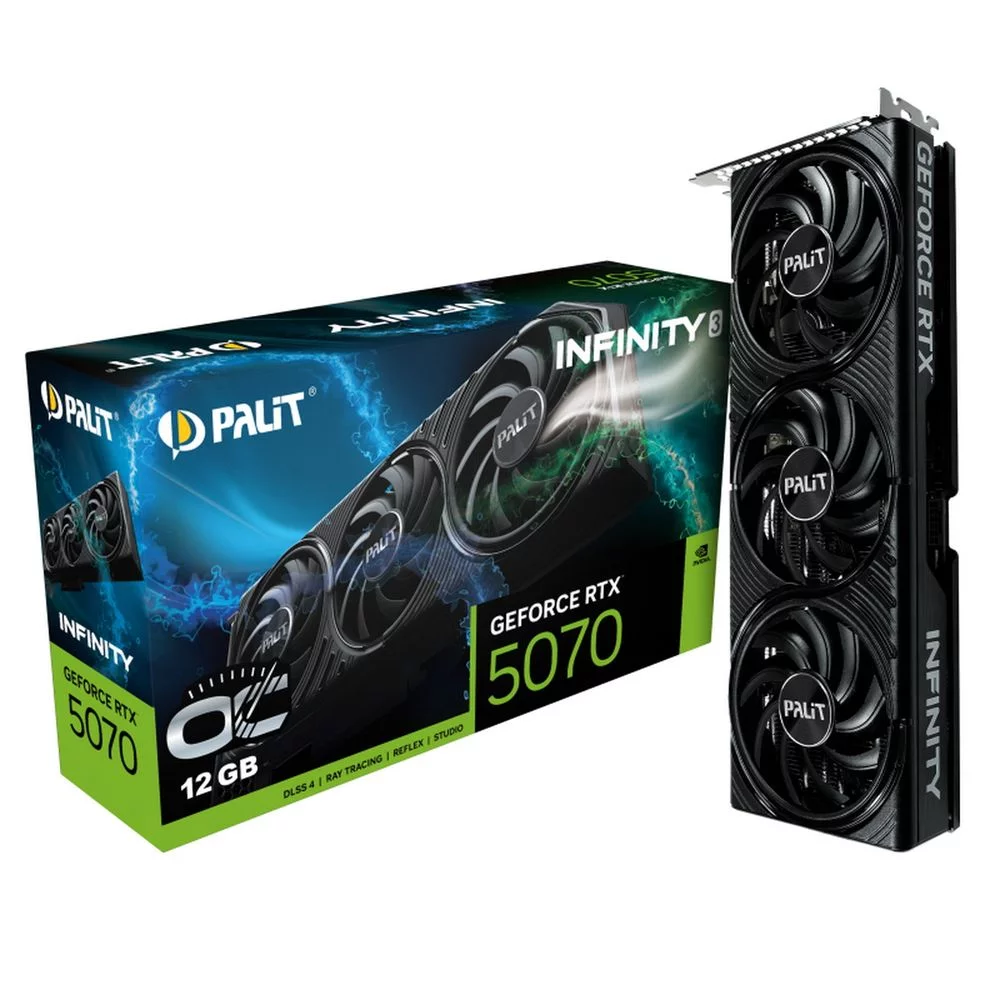 Видеокарта Palit RTX5070 INFINITY 3 OC 12GB GDDR7 192bit 3xDP HDMI 3FAN RTL bp (NE75070S19K9-GB2050S||BP)