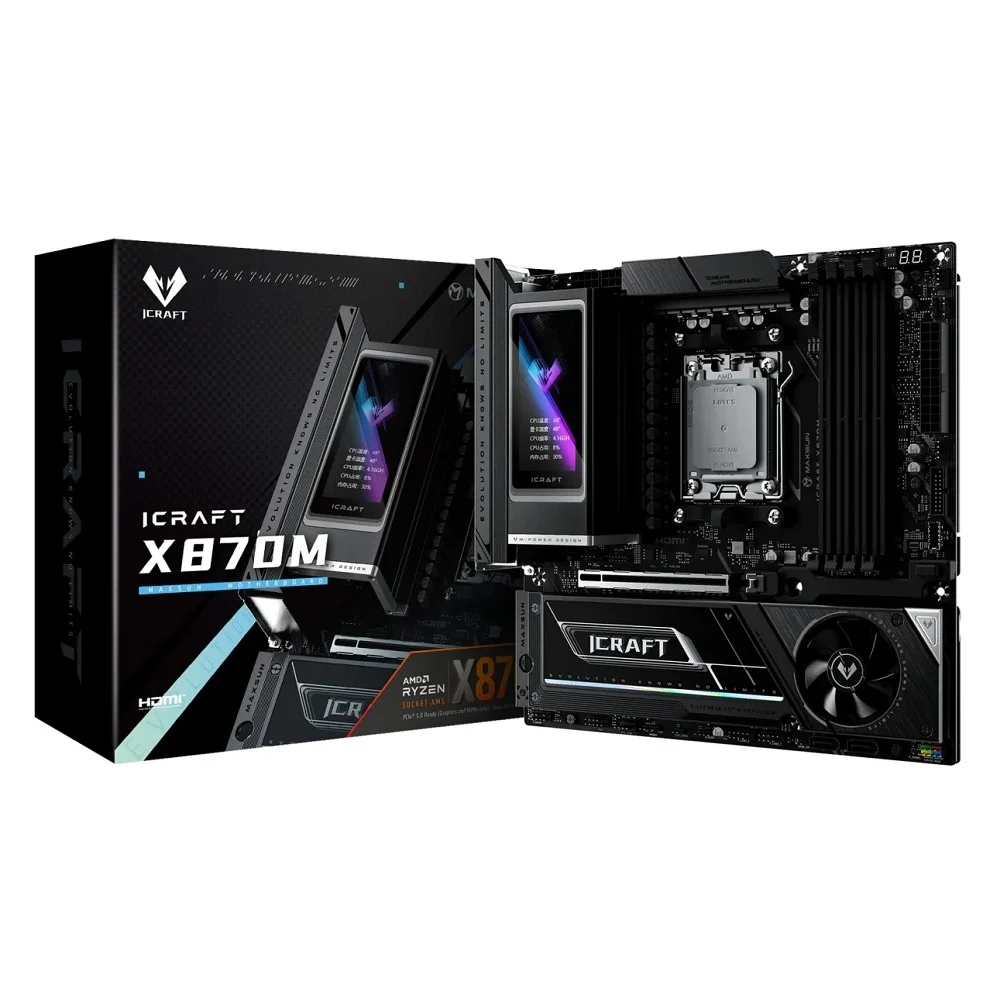 Материнская плата MAXSUN MS-iCraft X870M, AM5, X870, 4*DDR5, 2*SATA, 3*M.2, 6*USB 3.2, 2*USB 2.0, 2*Type-C, 1*PCIx16, DP+HDMI, mATX