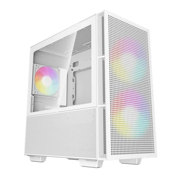 корпус Deepcool CH360 WH без БП, боковое окно (закаленное стекло), 2x140мм ARGB LED вентилятор спереди и 1x120мм ARGB LED вентилятор сзади, белый, mATX (R-CH360-WHAPE3-G-1)
