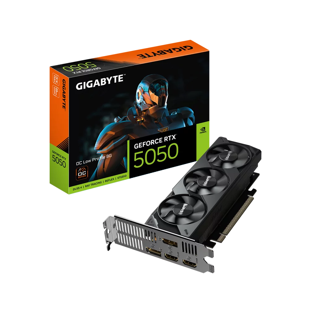 Видеокарта Gigabyte RTX5050 OC Low Profile 8GB GDDR6 128bit 2xDP 2xHDMI 3FAN LP RTL (GV-N5050OC-8GL)