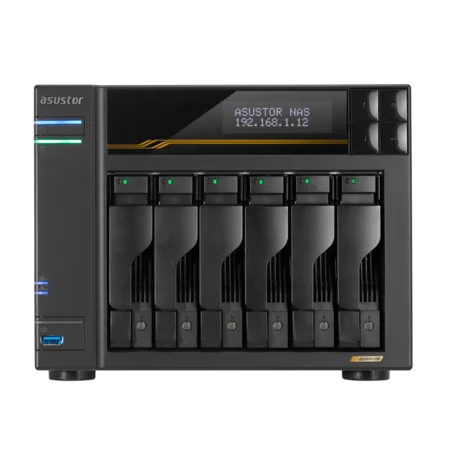 сетевое хранилище ASUSTOR AS6806T 6-Bay NAS/AMD Ryzen V3C14 2,3GHz/16GB DDR5, noHDD(HDD,SSD)/2x5,2х10,Gbe(LAN)/3xUSB3.2,Type-C; 90IX01T6-BW3S00