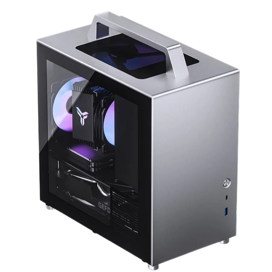 Корпус без блока питания/ Case JONSBO T8 PLUS, Mini-Tower, TG, 1x140mm, 1xUSB-A 3.2 + 1xUSB-C 3.2, mITX Silver (T8 PLUS SILVER)