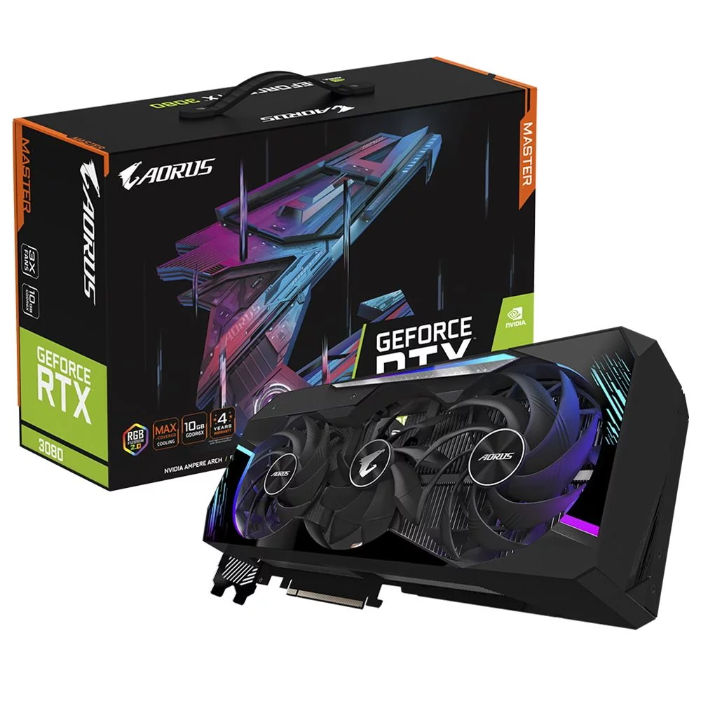 Видеокарта Gigabyte RTX3080 MASTER 10GB GDDR6X 320bit 3xHDMI 3xDP LHR {5} (309657) (GV-N3080AORUS M-10GD 3.0)