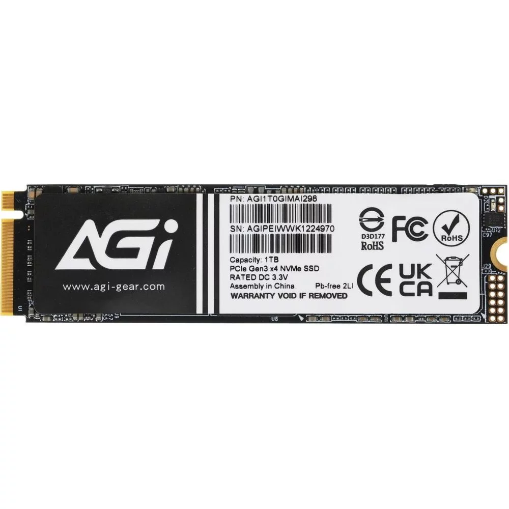 Твердотельный накопитель SSD AGI AI298 M.2 PCIe 1TB RETAIL-Color Box (AGI1T0GIMAI298-CB)