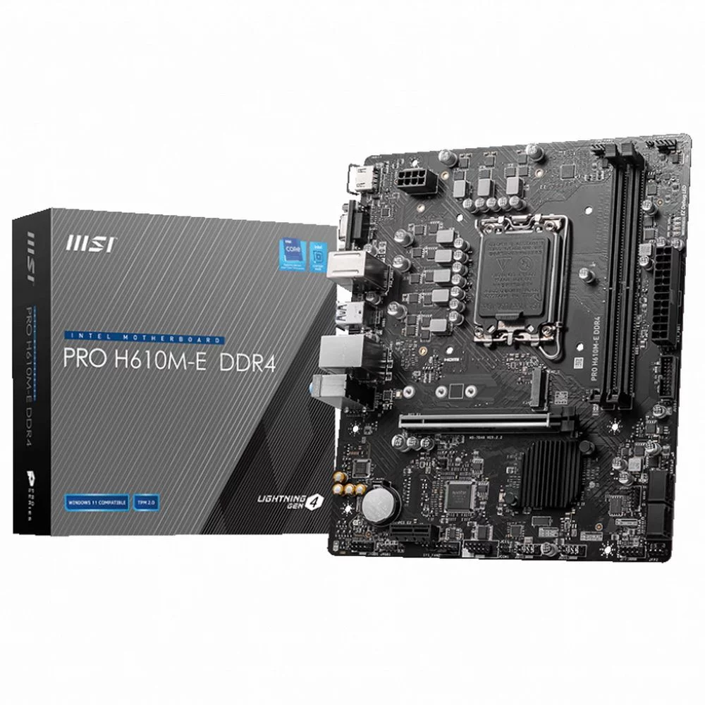 Материнская плата MSI Bad Pack PRO H610M-E DDR4 DDR4,H610,LGA1700,2DDR4,1PCI-Ex16,1PCI-Ex1,1M.2,4SATA3.0,4USB3.2Gen1,8USB 2.0 (PRO H610M-E DDR4||BP)