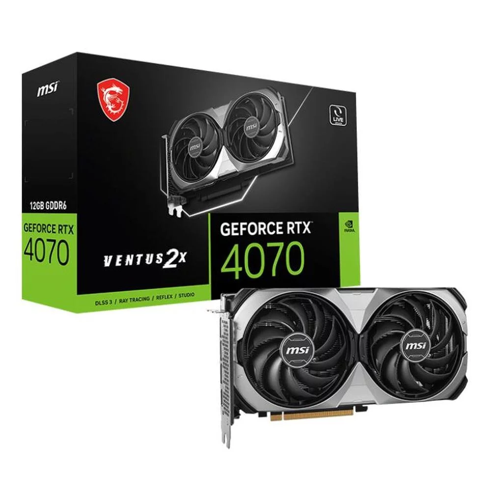 Видеокарта MSI RTX4070 VENTUS 2X E1 12GB GDDR6 192bit 3xDP HDMI 2FAN RTL (RTX 4070 VENTUS 2X E1 12G)