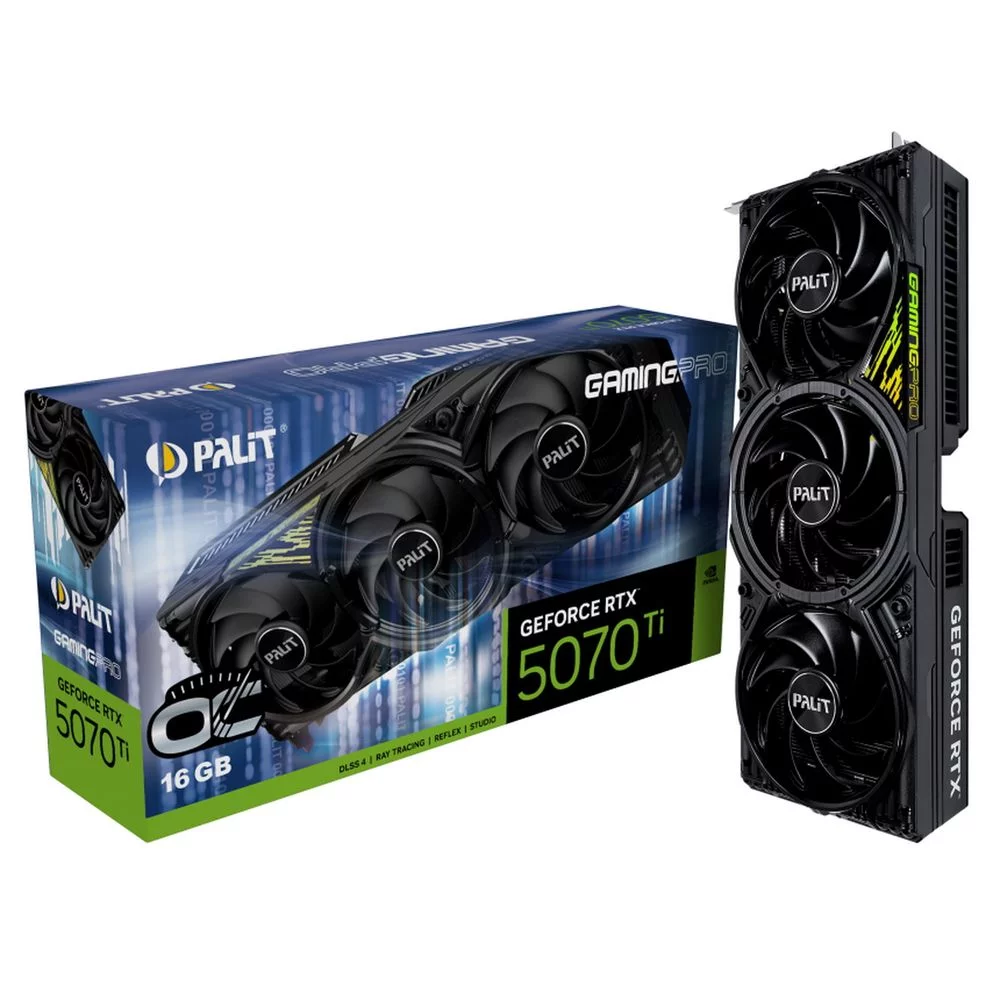 Видеокарта Palit Bad Pack RTX5070Ti GAMINGPRO OC 16GB GDDR7 256bit 3xDP HDMI 3FAN RTL bp (NE7507TS19T2-GB2031A||BP)