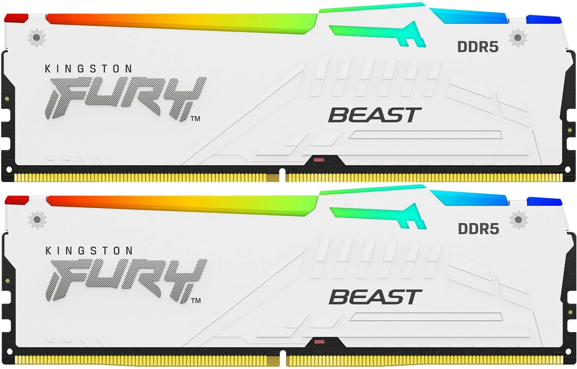 Модуль памяти DDR 5 DIMM 64Gb PC48000, 6000Mhz, Kingston FURY Beast White RGB CL30 (Kit of 2)(KF560C30BWAK2-64)