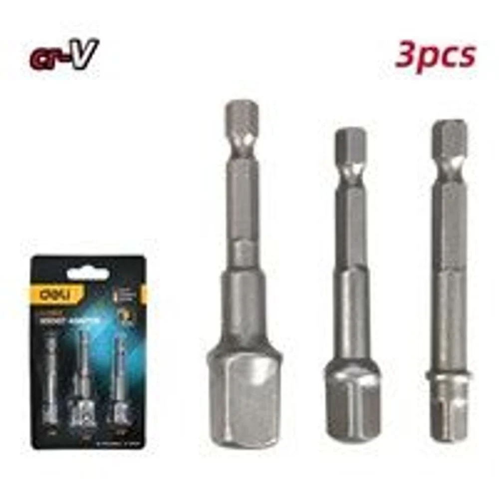 Набор адаптеров для торцевых головок Deli 3 шт DL110002 размер наконечника:1/4, 3/8, 1/2 дюйма, сталь Cr-V