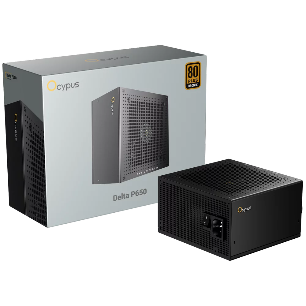 Блок питания 650W Ocypus Delta P650 (ATX, 80+ Bronze, APFC, 20+4 pin, 120mm fan, PCI-E 6+2Px3, 8xSATA) (Delta-P650-B1FDBK024X-EU)