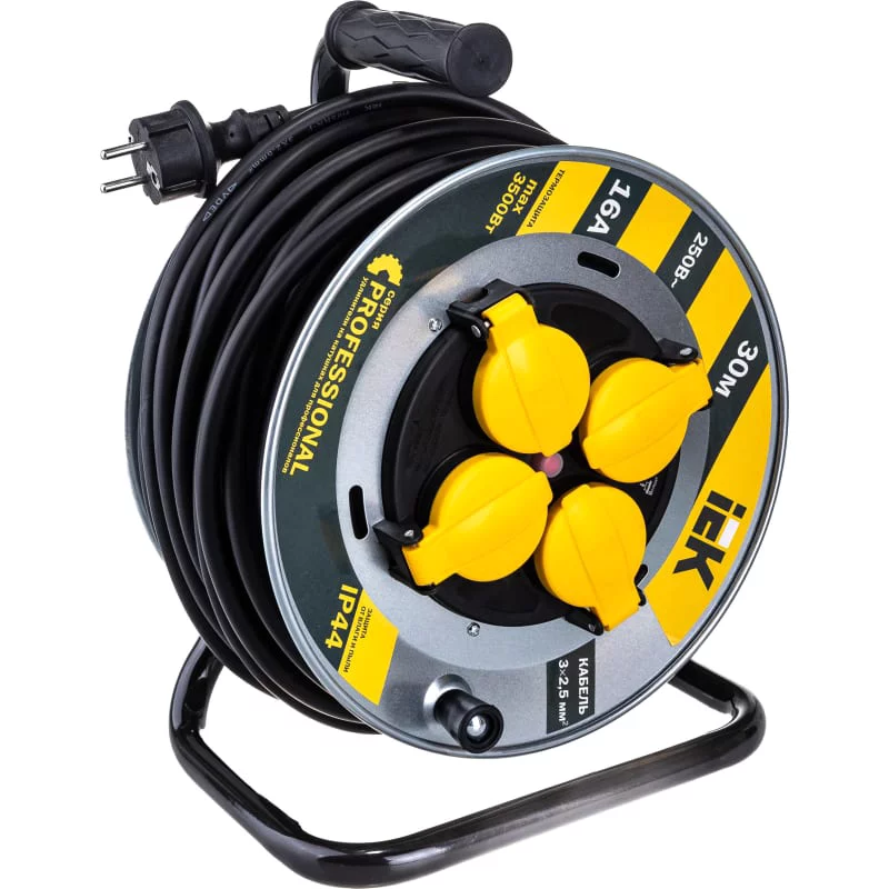 Катушка УК30 на мет с т/з 4 места 2P+PE/30м КГ 3х2,5мм2 IP44 "Professional" (WKP17-16-04-30-44)