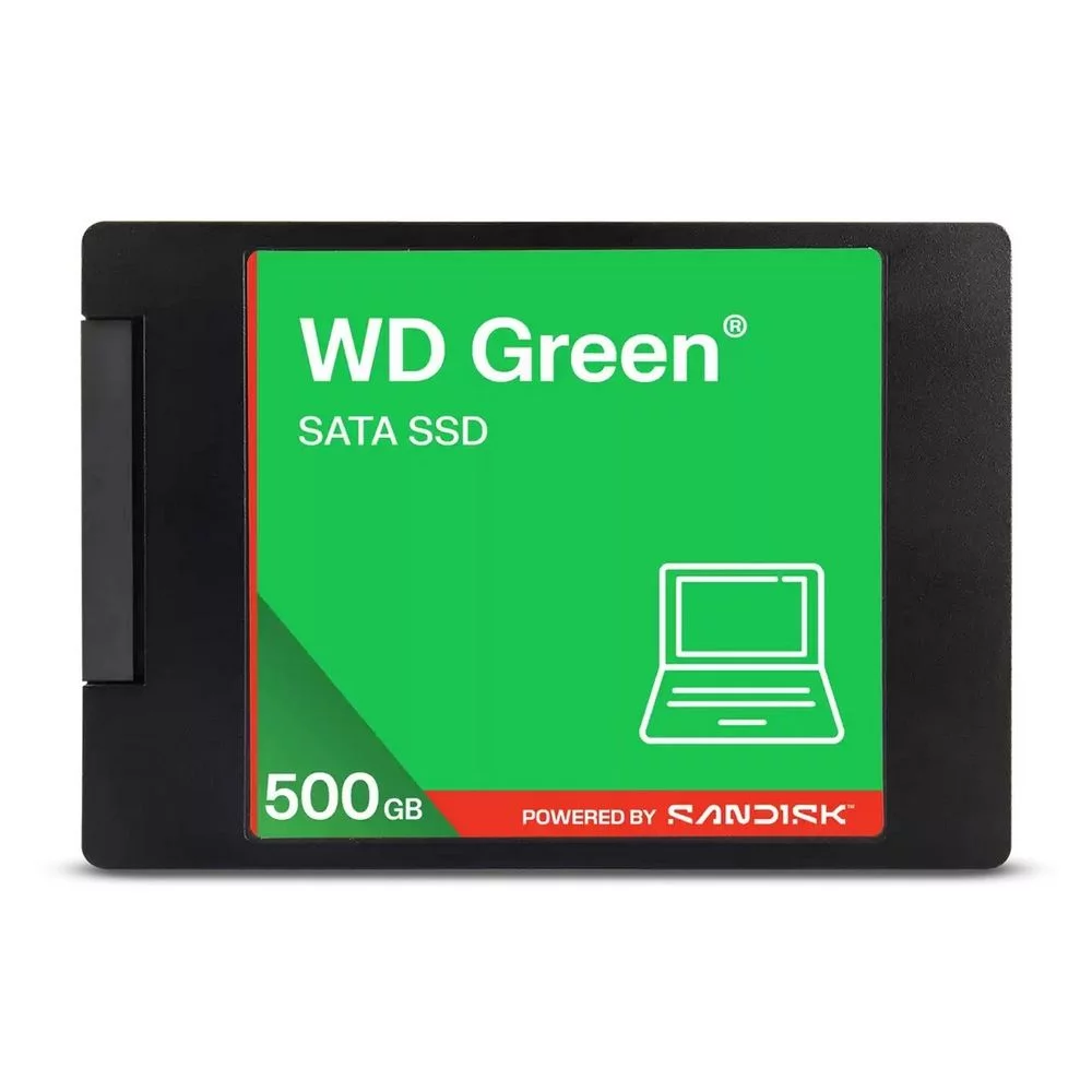 Накопитель SSD WD 500Gb Green (2.5", SATA-III, R/W 545/510MB/s, MTTF 2000000 hrs) (WDS500G5G0A)