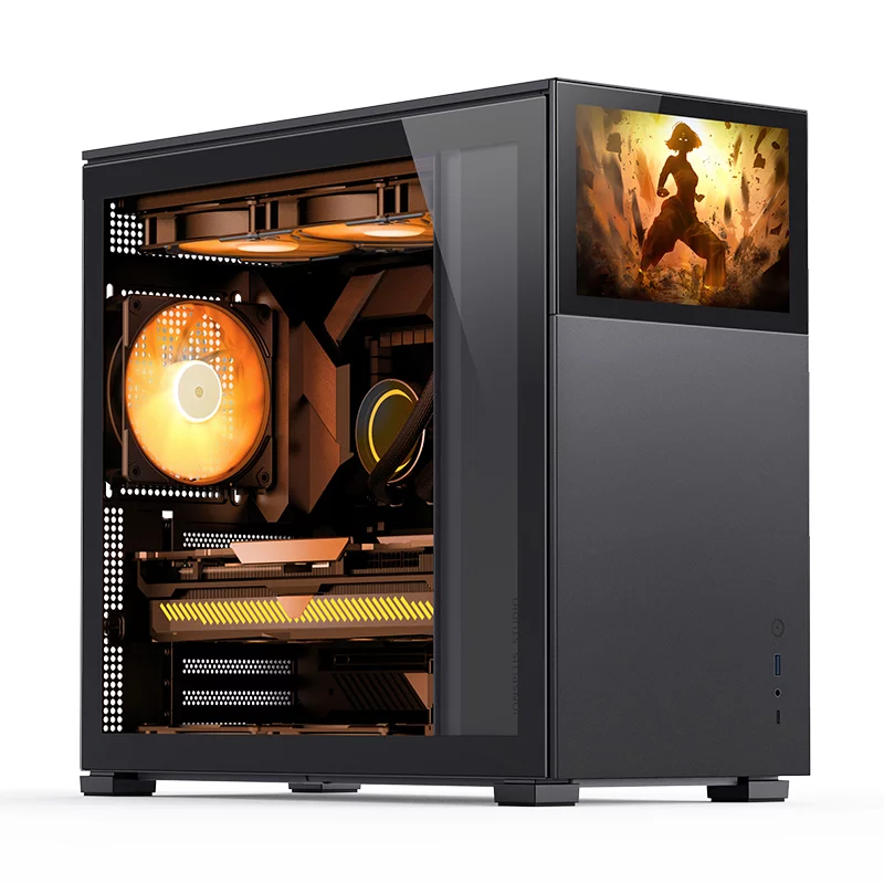 Корпус без блока питания/ Case JONSBO D41 STD SCREEN, Midi-Tower, TG, no fans, 1xUSB-A 3.2 + 1xUSB-C 3.2, ATX, mATX, mITX Black (D41 STD SC BLACK)
