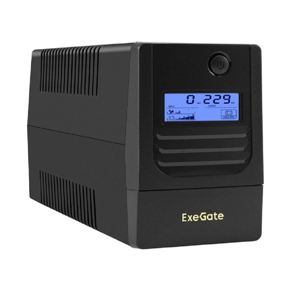 Exegate EX299502RUS ИБП ExeGate Smart LB-850.LCD.AVR.2SH (850VA/510W, LCD, AVR, 2*Schuko, батарея 12V 9Ah, Black)