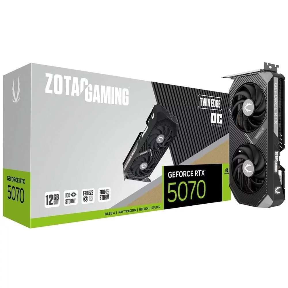 Видеокарта Zotac PCI-E 4.0 RTX 5070 TWIN EDGE OC NVIDIA GeForce RTX 5070 12Gb 192bit GDDR7 2542/ 28000 HDMIx1 DPx3 HDCP Ret (ZT-B50700H-10P)