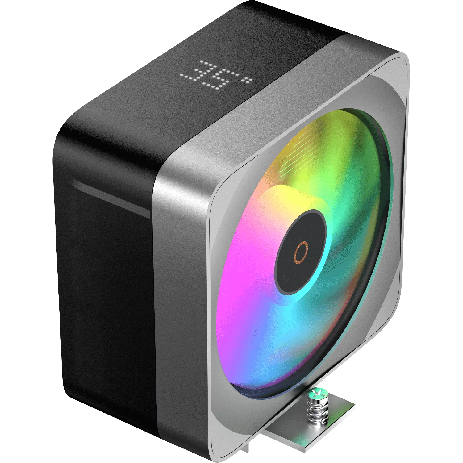 Кулер для процессора/ CPU Cooler Ocypus Delta A40 EX BK Digital (200W, 4-pin PWM, LED temp., 157mm, Al/ Cu, 4x6mm, ARGB, 1x120mm, 60CFM, 31dBA, 1600RPM, S: 1851/ 1700/ 1200/ 115X, AM5/ AM4, black) (DELTA-A40-BK1NAWD00E-GL)