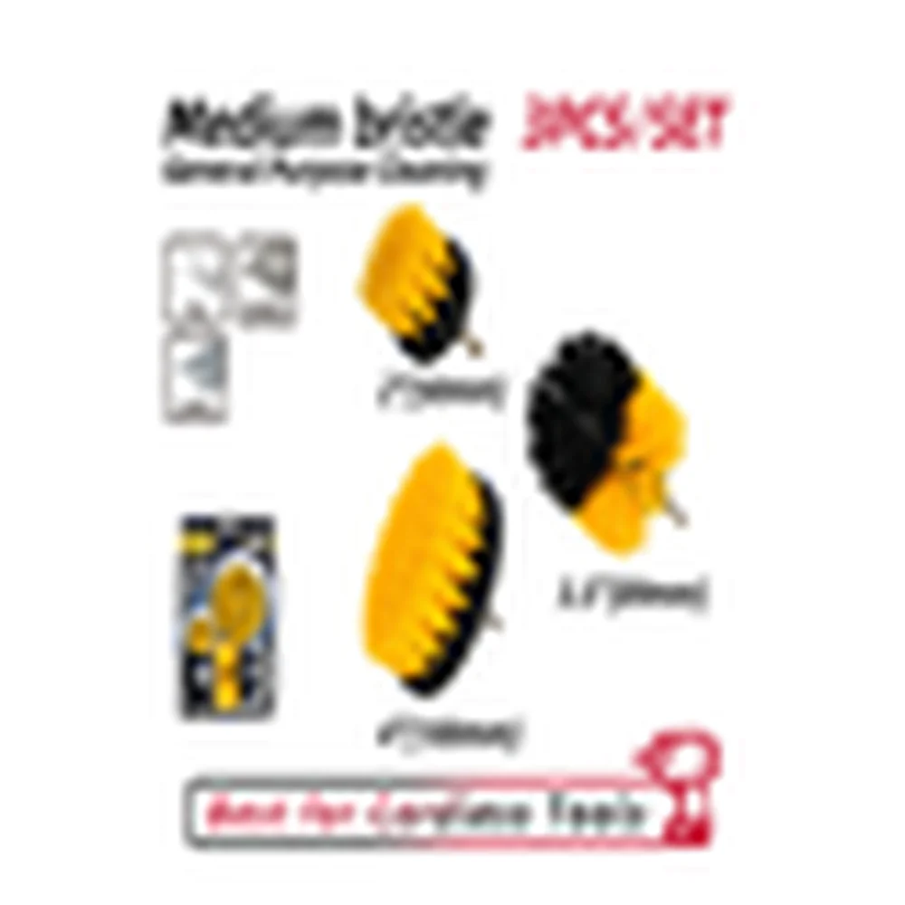 Набор насадок-щеток из нейлоновой проволоки для дрели (3 предмета) Deli DH-QJS02-EH1 хвостовик 6,35 мм (1/4" Hex), диаметр щеток 50мм, 89мм, 100мм