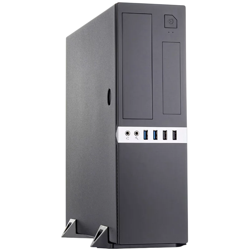 Корпус без блока питания/ Case Foxline mATX Desktop w/o PSU, 2xUSB3.0, 2xUSB2.0, toolless, Black, 8cm. fan, no powercord (FL-203)