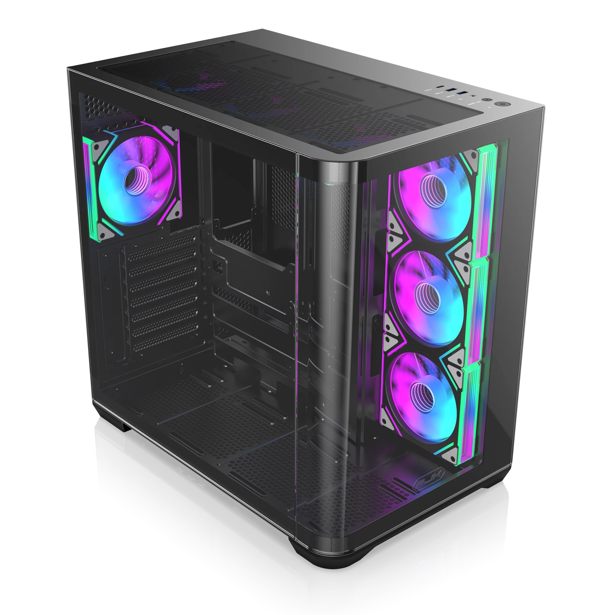 Корпус без блока питания/ Case Raijintek ATREUS BT4, Midi-Tower, TG, 4x120mm ARGB, 2xUSB-A 3.0 + 1xUSB Type-C , E-ATX, ATX, mATX, mITX Black (0R20B00255)