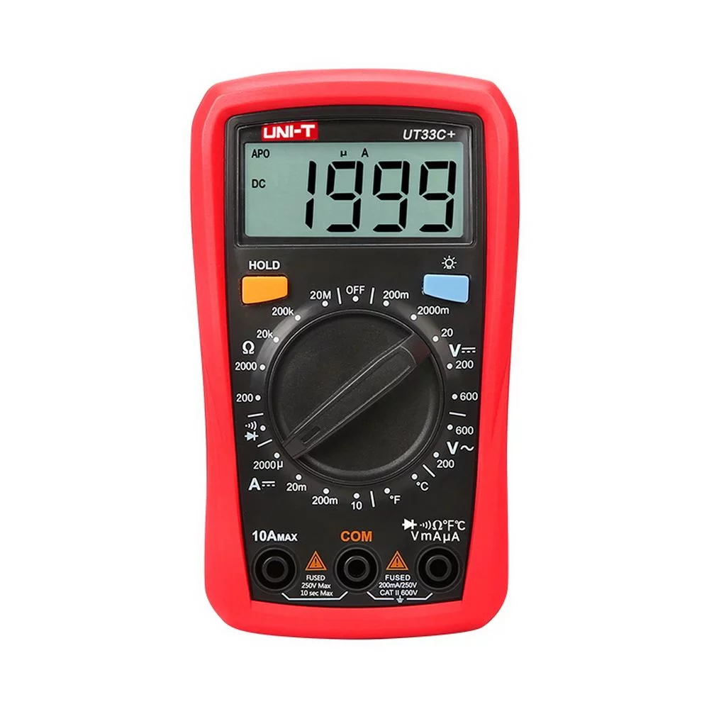 Мультиметр UNI-T UT33C+ , 600В, 10А, 200МОм, ручной выбор диапазона измерений, режим измерения температуры