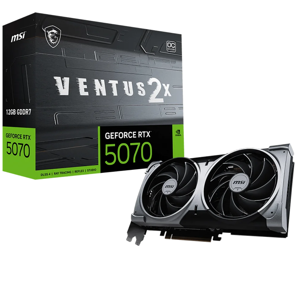 Видеокарта MSI Bad Pack RTX5070 VENTUS 2X OC 12GB GDDR7 192bit 3xDP HDMI 2FAN RTL bp (RTX 5070 12G VENTUS 2X OC||BP)